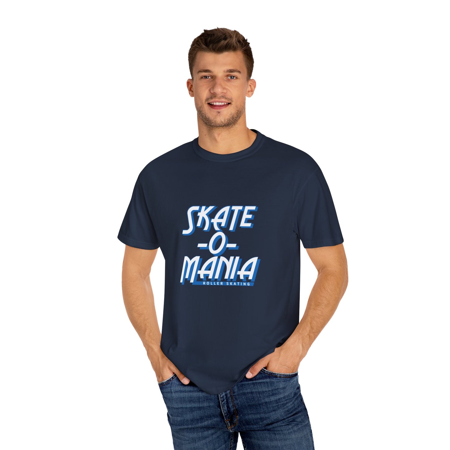 Classic Blue & White Skate-O-Mania Logo T-shirt
