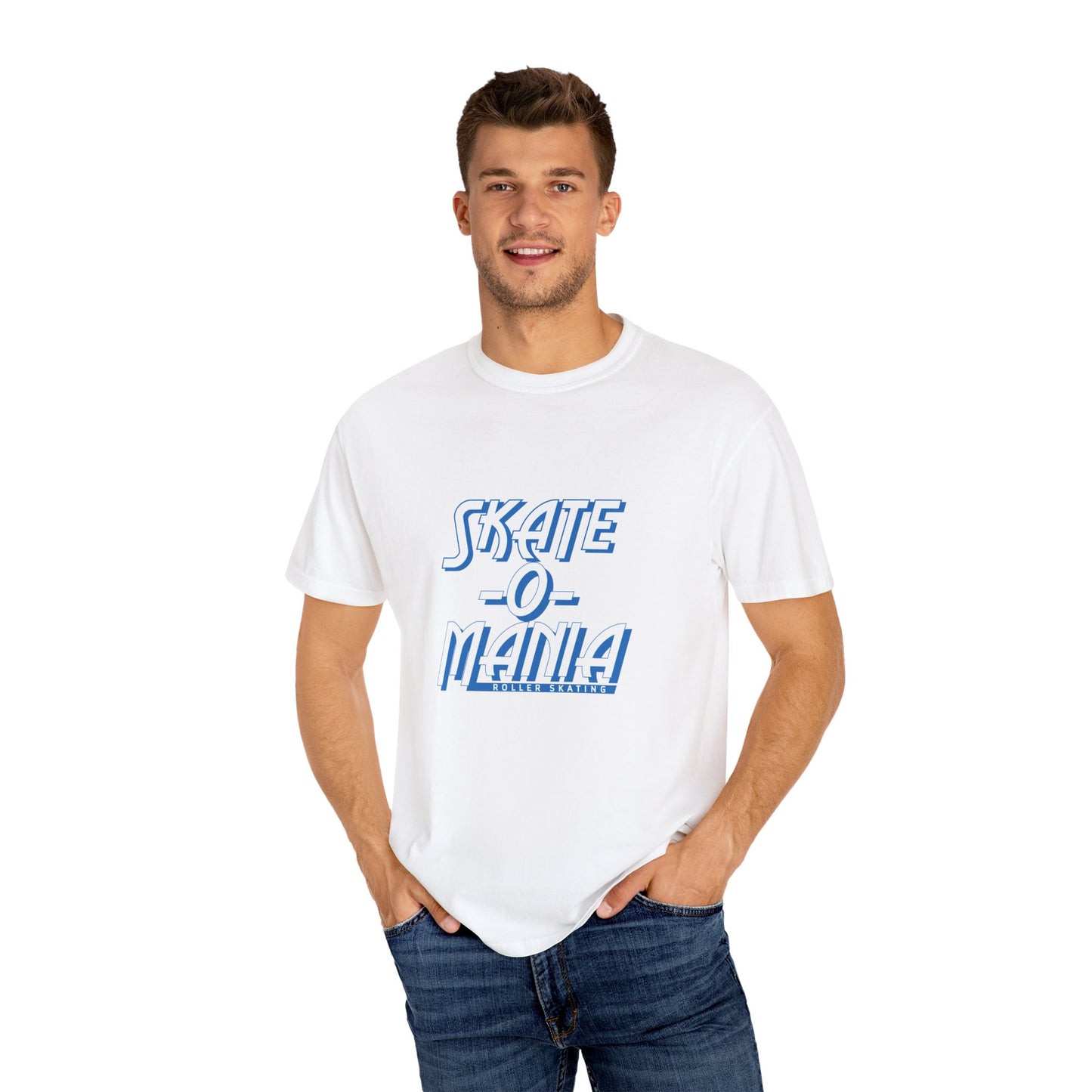 Classic Blue & White Skate-O-Mania Logo T-shirt
